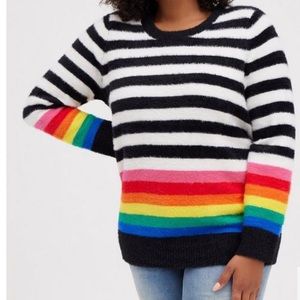 NWT Torrid Rainbow Stripe Eyelash Knit Fuzzy Sweater Wmn’s Plus Size 1X